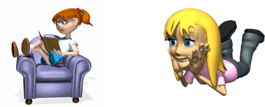 1c-a Graphic: One girl sitting, one girl lying on floor